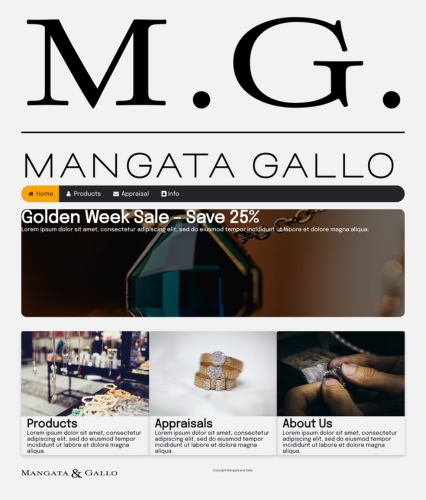 a larger version of the Mangata & Gallo jewelry website