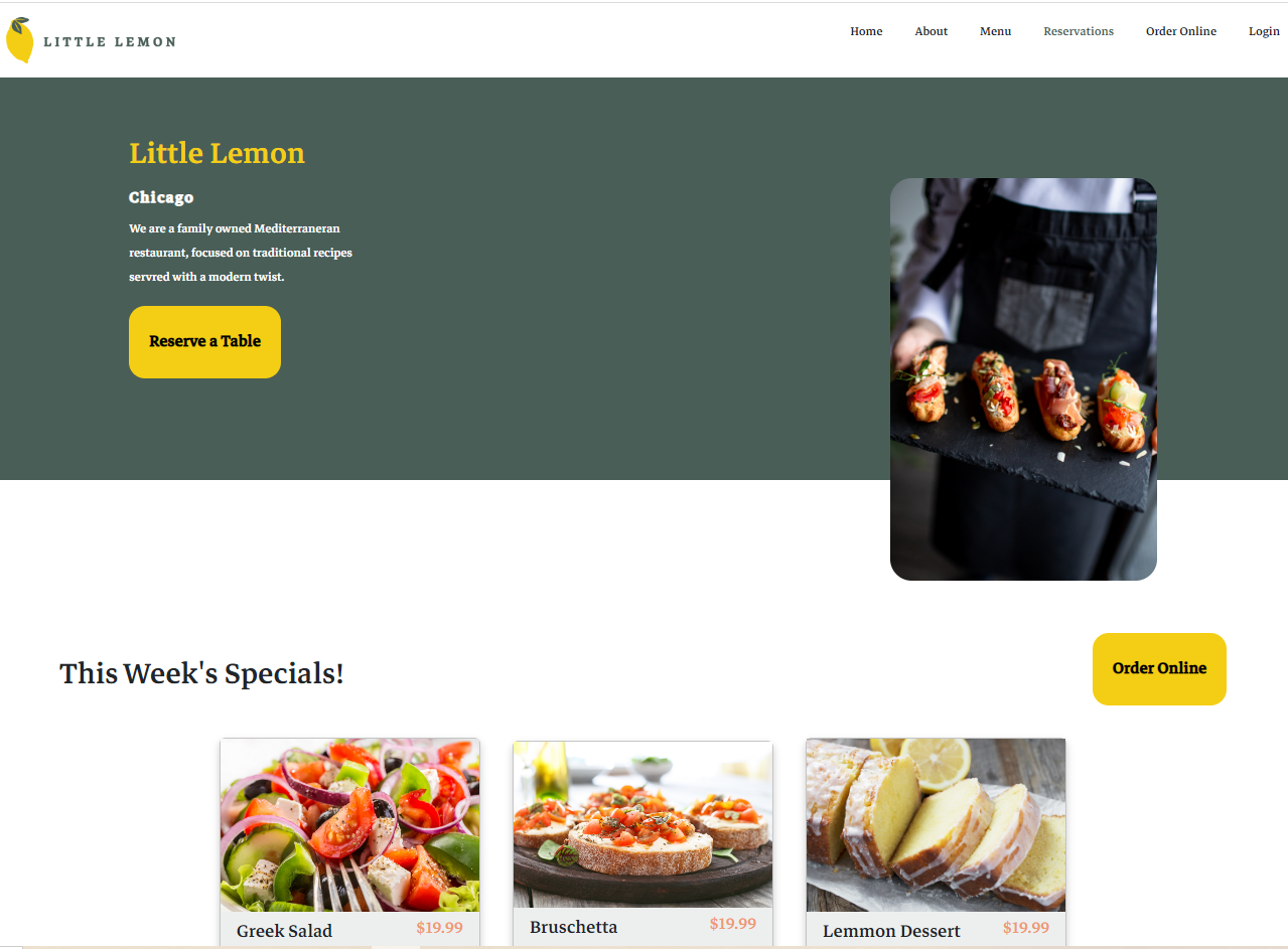 a larger version of the restaurant webpage