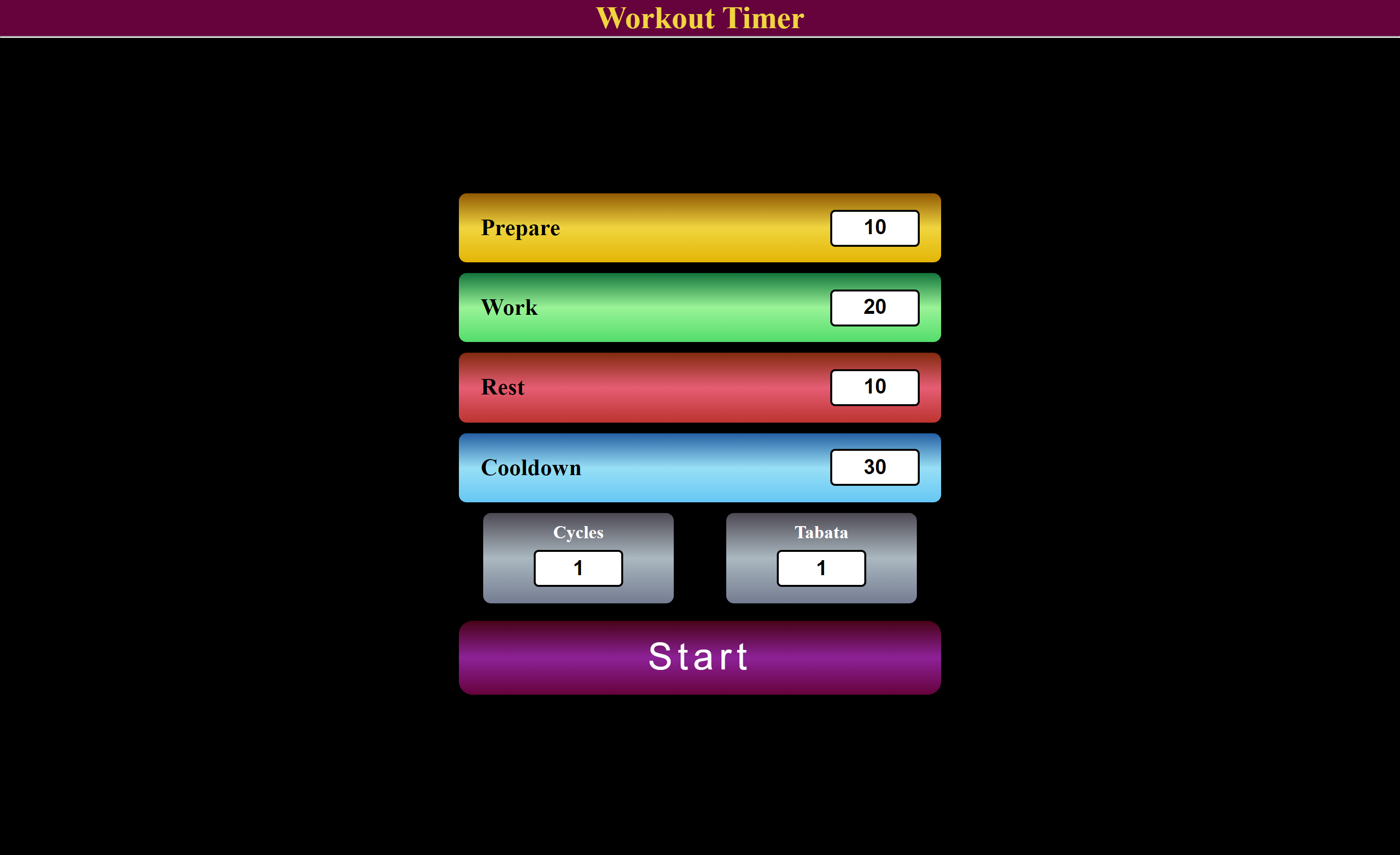 the tabata style workout timer